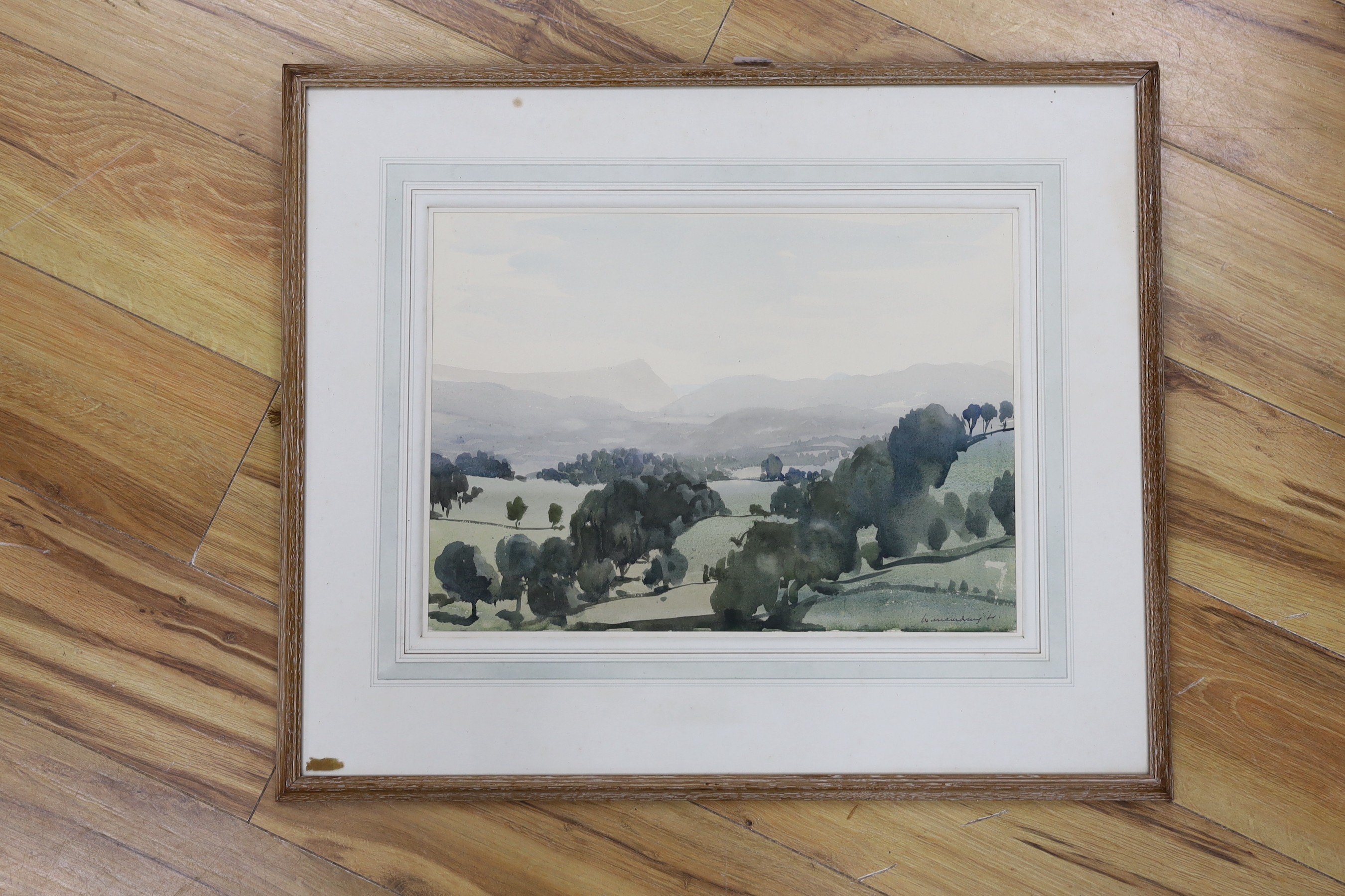 William Dring (1904-1990), watercolour, Open landscape, signed and dated '61, 33 x 45cm